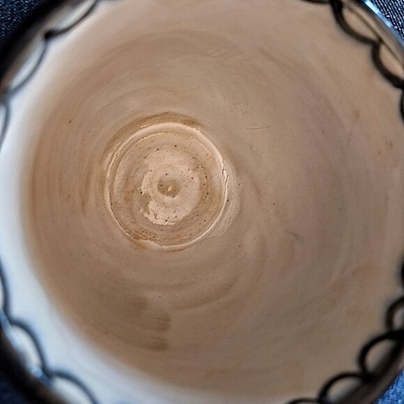 Hand Painted Studio Art Pottery Peacock 9oz Mug Cup - Picture 9 of 10